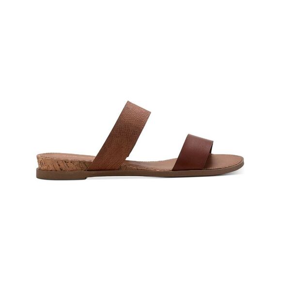 SUN STONE Womens Brown Snakeskin Easten Toe Wedge Slip On Slide Sandals 7 W - Picture 3 of 3